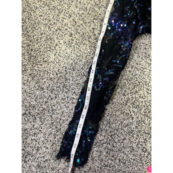 VINTAGE DESIGNER Sequin Lace Ball Gown, Mignon Ann Marie Gabalis‎ Blue Plaid - Picture 14 of 16